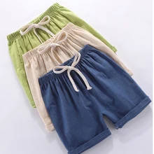 Детские штаны для мальчиков от 2 до 10 лет шорты конфетного цвета для девочек, детские летние пляжные свободные Шорты повседневные штаны удобные хлопковые и льняные