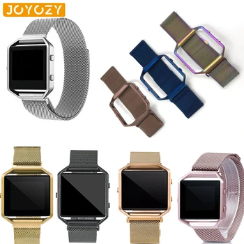 

23mm Mesh Loop Strap + Metal Frame for Fitbit Blaze Stainless Steel Watch Band Magnetic Lock Bracelet Black Rose Gold Silver