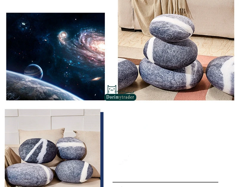 Dorimytrader 6 Pcs Fashion Hot Emulational Stellar Stone Pillow Room Decoration Plush Soft Big Stone Shape Cushion Toy DY60790 (3)