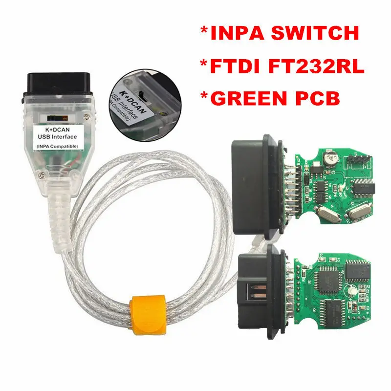 Лучшее качество K+ DCAN OBD2 USB интерфейсный кабель для BMW INPA Ediabas EXPERT FTDI FT232RL переключатель для BWM INPA K+ DCAN диагностический инструмент - Цвет: INPA Switch