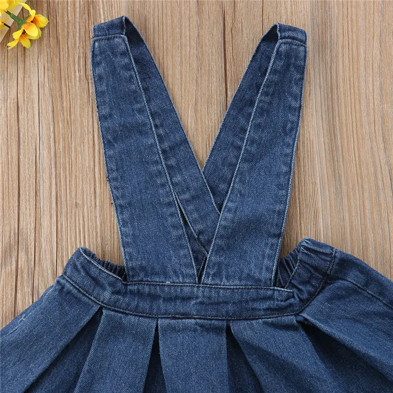 PUDCOCO/Летний джинсовый комбинезон без рукавов для маленьких девочек; юбка-пачка на праздник; повседневная одежда; От 1 до 5 лет