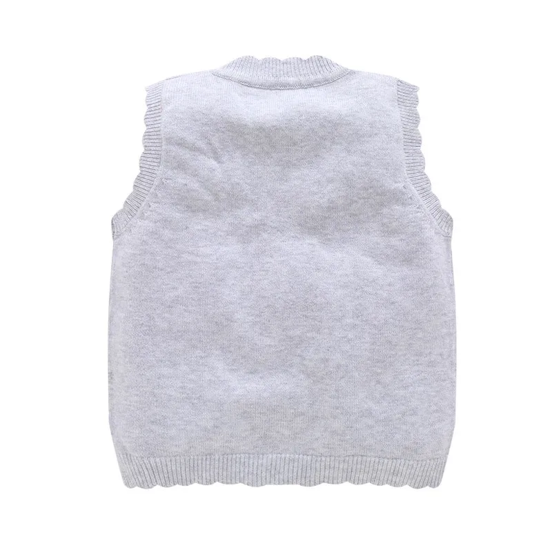 Cotton Knitted Baby Sweater Vest V-Neck Sleeveless Sweater For Girls Casual Ruffles Baby Boys Sweater Autumn Baby Boys Clothing