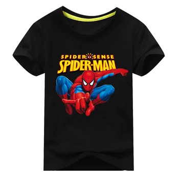 Children Short Sleeve T-shirt For Boy Tee Tops Clothes Girls Cartoon Spiderman Pattern T Shirt Kids 100%Cotton Top CostumeDX034 1