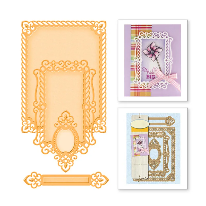 

YaMinSanNiO 4 Pcs Metal Cutting Dies Scrapbooking For Card Making DIY Embossing Cuts New Craft Pattern Border Frame Bar Dies