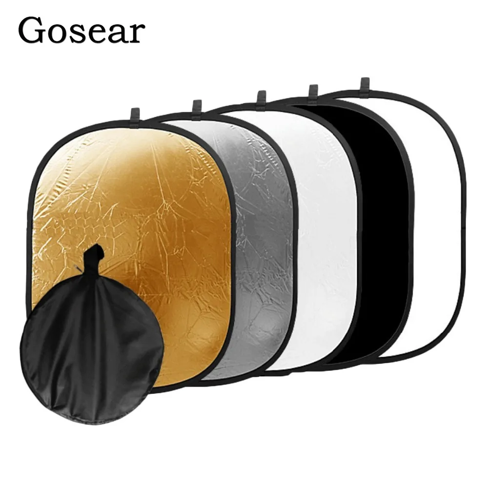 Портативный складной Овальный светоотражатель Gosear 60x90 см 5 в 1 для