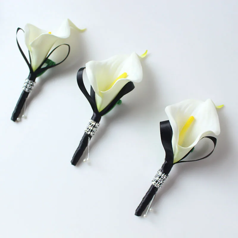 white black wedding boutonniere  (12)
