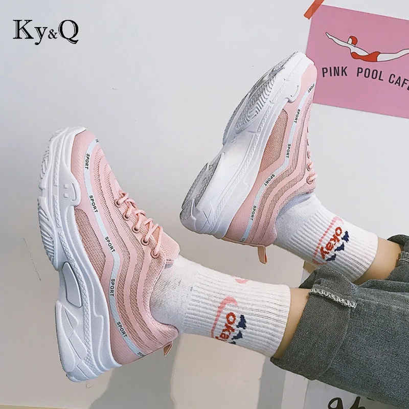 

NEW Women Sneakers Air Mesh Spring/autumn Shoes Solid Female Shoes Zapatillas Mujer Plus Size Pink/Black/White