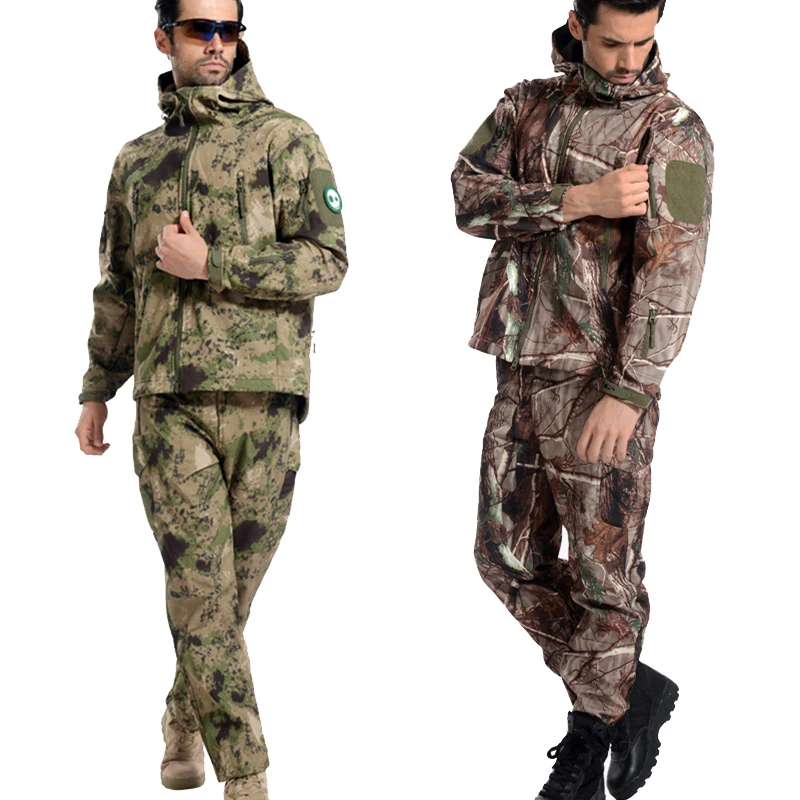 Tactische Soft Shell Camouflage Jas Set Mannen Leger Waterdicht Warm Camo Kleding Militaire Fleece Jas Windjack Kleding Pak Tactische Soft Shell Camouflage Jas Set Mannen Leger Waterdicht Warm Camo Kleding Militaire Fleece Jas Windjack Kleding Pak
