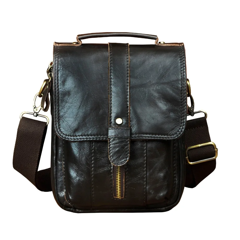 

Quality Leather Male Fashion Casual Tote Messenger bag Designer Satchel Crossbody One Shoulder bag 8" Tablets Pouch For Men 146d