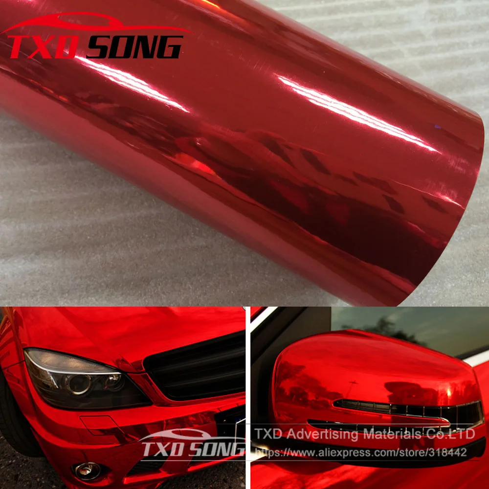 

High quality strechable chrome red mirror film with free shipping by fedex 1.52*20m per roll