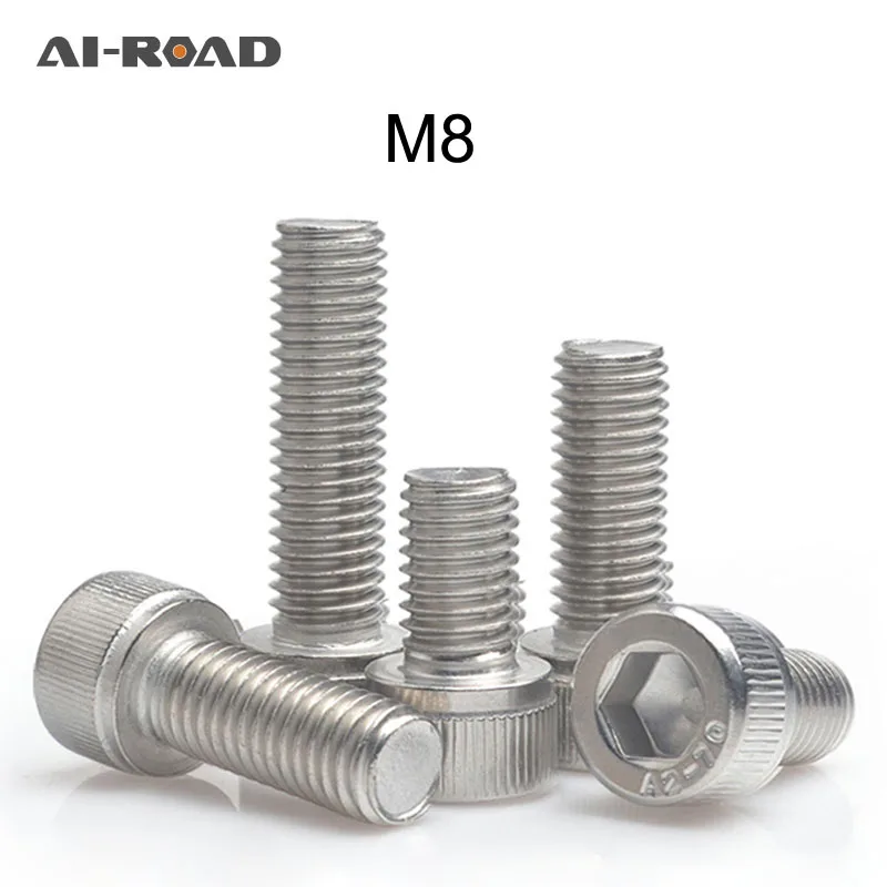 

10Pcs M8 304 Stainless Steel Hex Socket Head Cap Screw Bolts Head Cap With Long Cylindrical Head Socket Screws M8*10/12-150