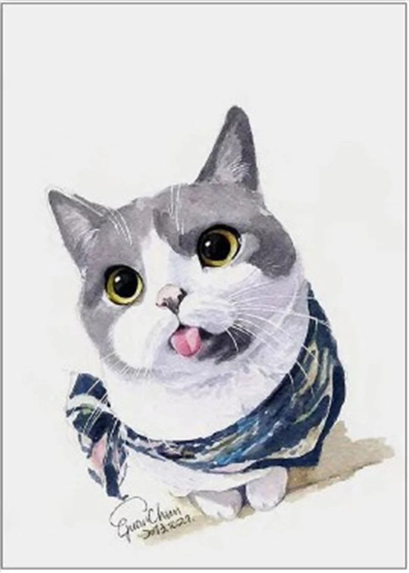 5d Diy Diamond Painting Full Drill Resin Diamond Embroidery Animals Cat & Fish Picture Of Rhinestones Cross Stitch Needlework   