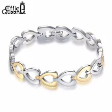 Полированный мужской браслет из нержавеющей стали, Модный золотой и серебряный браслет с сердечками, звеньевая цепочка, браслеты для мальчика IB63
