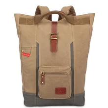 2016 spring and summer new European men and women canvas casual bag with crazy horse leather