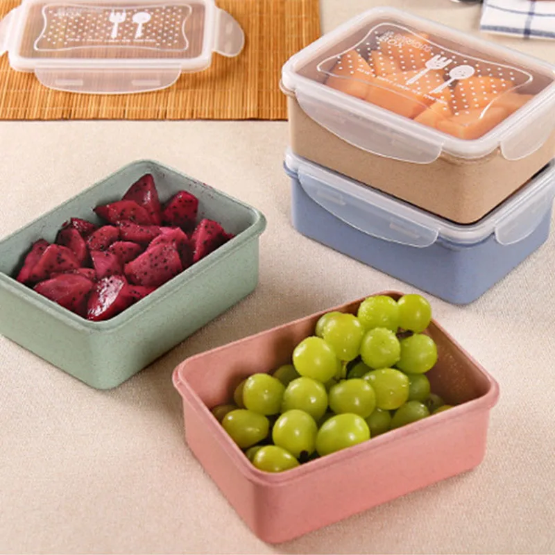 Bento коробка для хранения продуктов, Экологичная микроволновая посуда, пшеничная солома, ланч-боксы, биоразлагаемые портативные студенческие аксессуары