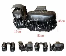 Free shipping Bag modified cruiser motorcycle side car side boxes side bags saddle bag kit bag with rivets tassel debris