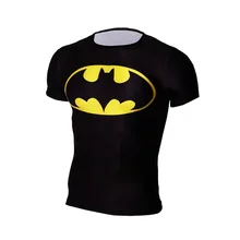 Herren Marvel DC Comics Batman Kurzarm Schwarz T-shirt Fitness Kleidung Männlichen Strumpfhosen Crossfit Coole Tops S-3XL