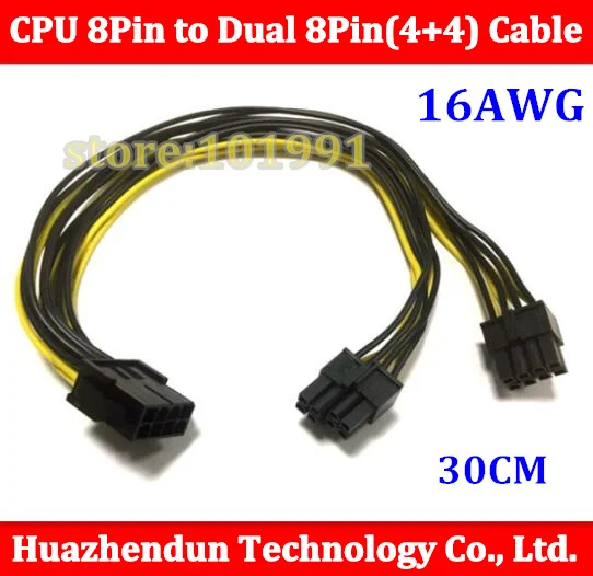 

1PCS High Quality CPU 8Pin to Dual CPU 4+4 pin Cable adapter 16WG 8 Pin CPU power cable