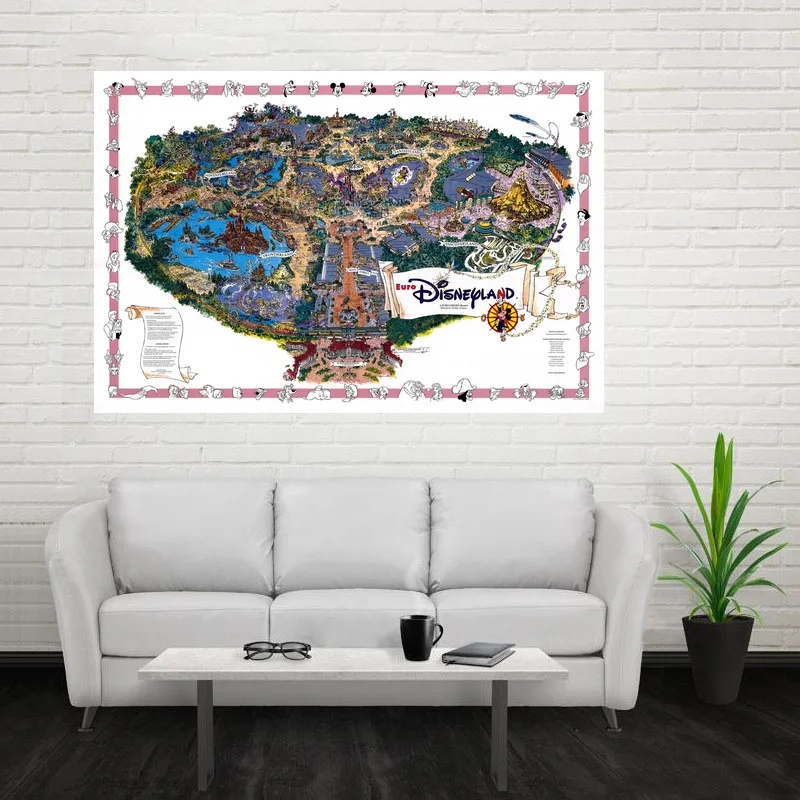 

Vintage DISNEY WORLD Park Map Art Canvas Poster Home Decor Picture for Living Room
