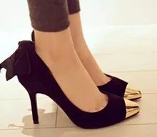 Sweet Bow Women’s Pumps 5cm 7cm 9cm Pointed Toe Summer 2015 High-Heeled Shoes Fashion Plus Size 40-42 Single Shoes Small 33