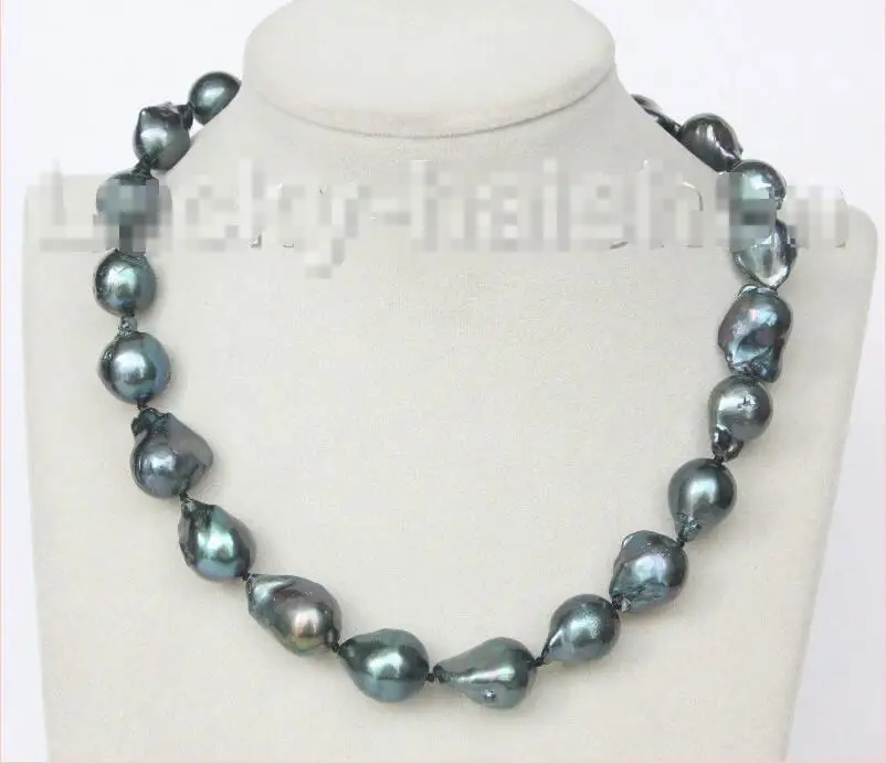 

Free shipping hot sale Women Bridal Wedding Jewelry >>NEW 17" 20mm Baroque black-blue Reborn keshi pearls necklace