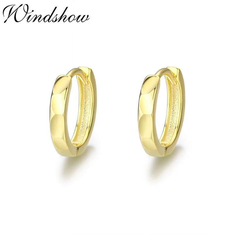 

Cute 925 Sterling Silver Gold Color Engraved Loop Huggies Circle Small Hoop Earrings For Women Mens Girls Kids Jewelry Arose