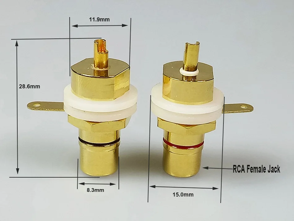 10 шт./лот разъем RCA медь позолоченный RCA Женский Phono Jack Панель Шасси Разъем Красный Черный Высокое качество