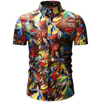 

2019 New Summer Mens Short Sleeve Beach Hawaiian Shirts Casual Floral Shirts Regular Plus Size 3XL Mens clothing Fashion