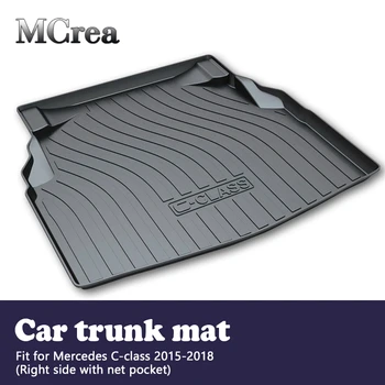 

MCrea Car Rear Trunk Mat Cargo Liner for Mercedes W205 Benz C-class W205 2017 2018 2015 2016 Anti-slip Floor Mat Accessories