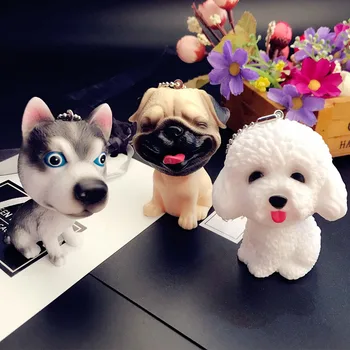 

Mini Puppy Figure Toys Labrador Starling Chihuahua Corky Pink Dog Keychains For Bags Anime Figure PVC Toys For Car Keychain