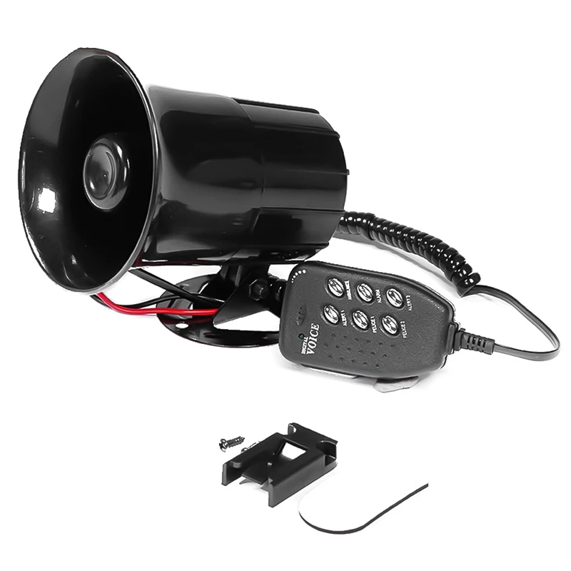 12V 6 Sound Car Speaker Loud Alarm Siren Horn 105 115db with Microphone