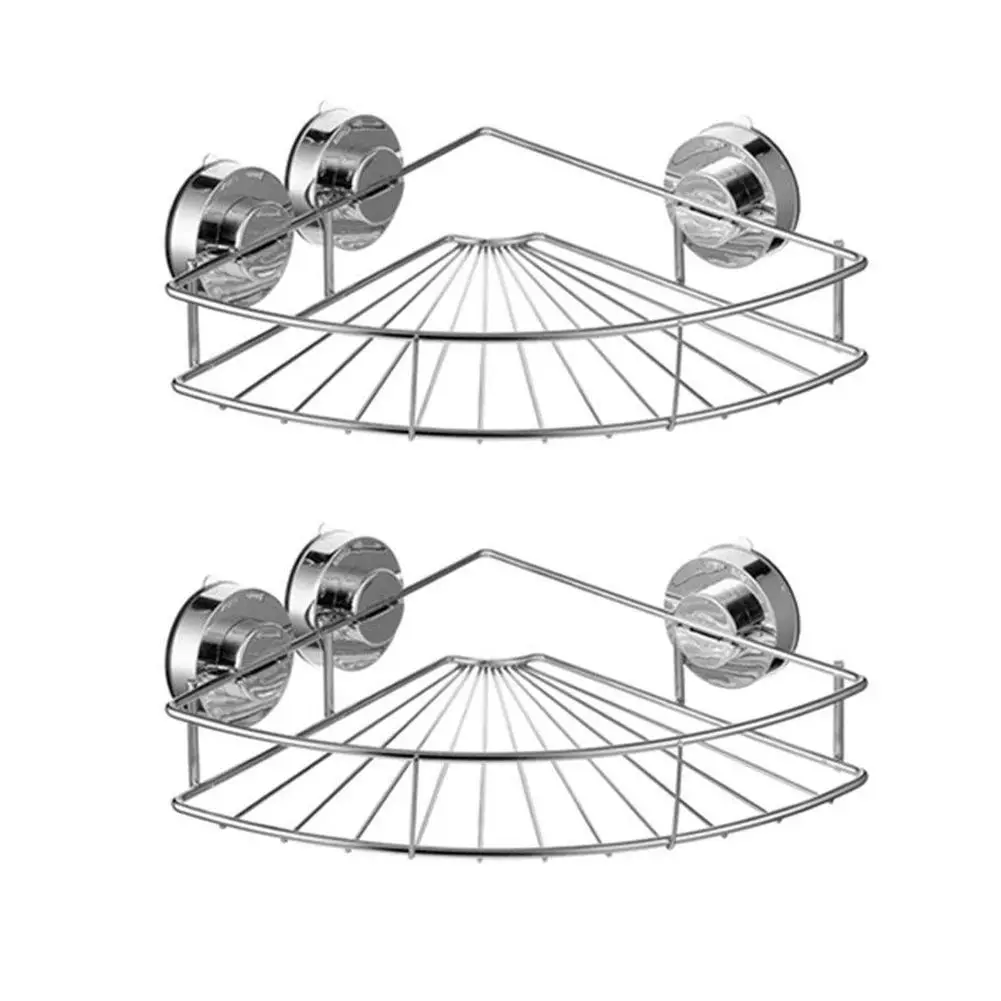 2 шт., угловая полка для ванной, для душа, Caddy, Вакуумная присоска, для ванной, держатель для хранения, нержавеющая сталь, настенный угловой Органайзер
