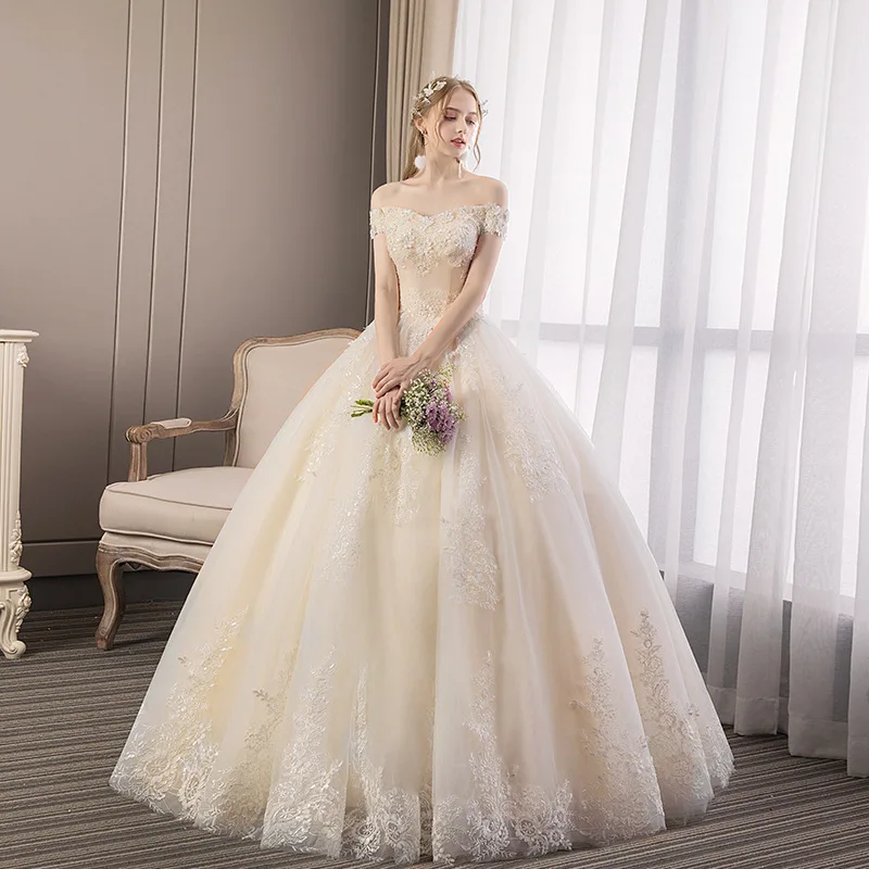 US $82.82 Vestido De Noiva 2021 Champagne Color Sexy VNeck Ball Gown Off The Shoulder Princess Colorful Wedding Dress Robe De Mariee F