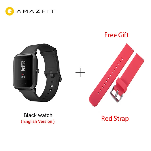 Huami Amazfit Bip Смарт часы Bluetooth gps Спорт монитор сердечного ритма IP68 Водонепроницаемый напоминание о звонках MiFit приложение сигнализация вибрация - Цвет: add red