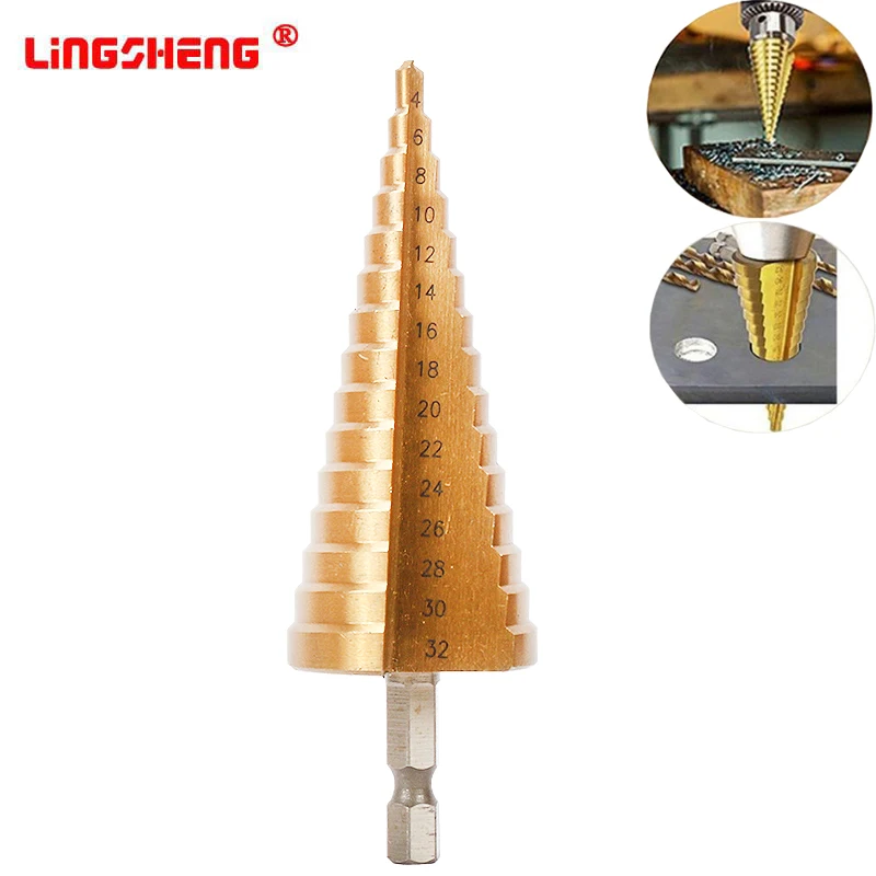 

4-32MM HSS 4241 Hex Shank Tapered Titanium Step Stepped Cone Drill Bit Metal Hole Cutter Mini Drill Power Tools Accessories