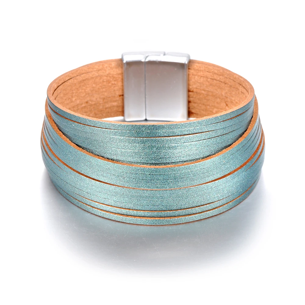 Новые золотые кожаные браслеты для женщин серебристого цвета несколько слоев браслет и браслет вечерние ювелирные изделия WRBR011