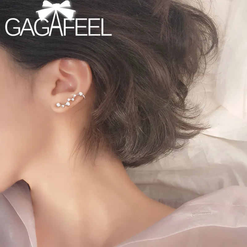 

GAGAFEEL Fashion Dipper Constellation Stud Earrings Genuine 925 Sterling Silver Crystal Ear Pin for Women Girls Jewelry Ornament