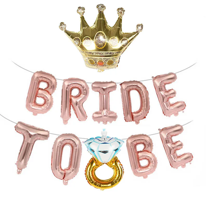 Свадебные шары из фольги с золотыми и серебряными буквами, кольцо с бриллиантами, воздушные шары для девичника, вечерние украшения для свадьбы