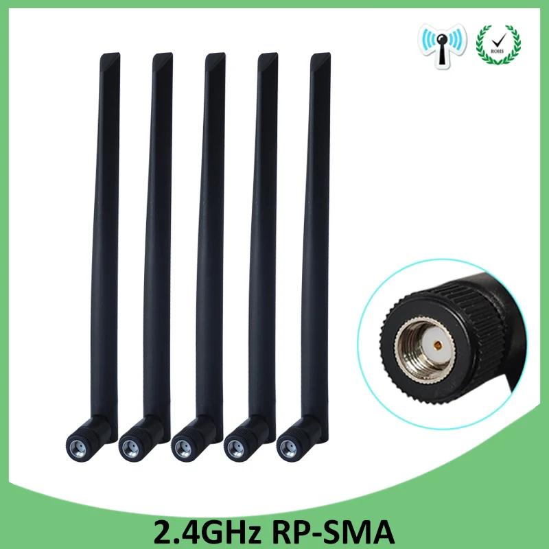 

5pcs 2.4GHz wifi antenn 5dBi Aerial RP-SMA Connector antena 2.4G antenne wi fi antenas wi-fi Wireless Router Booster