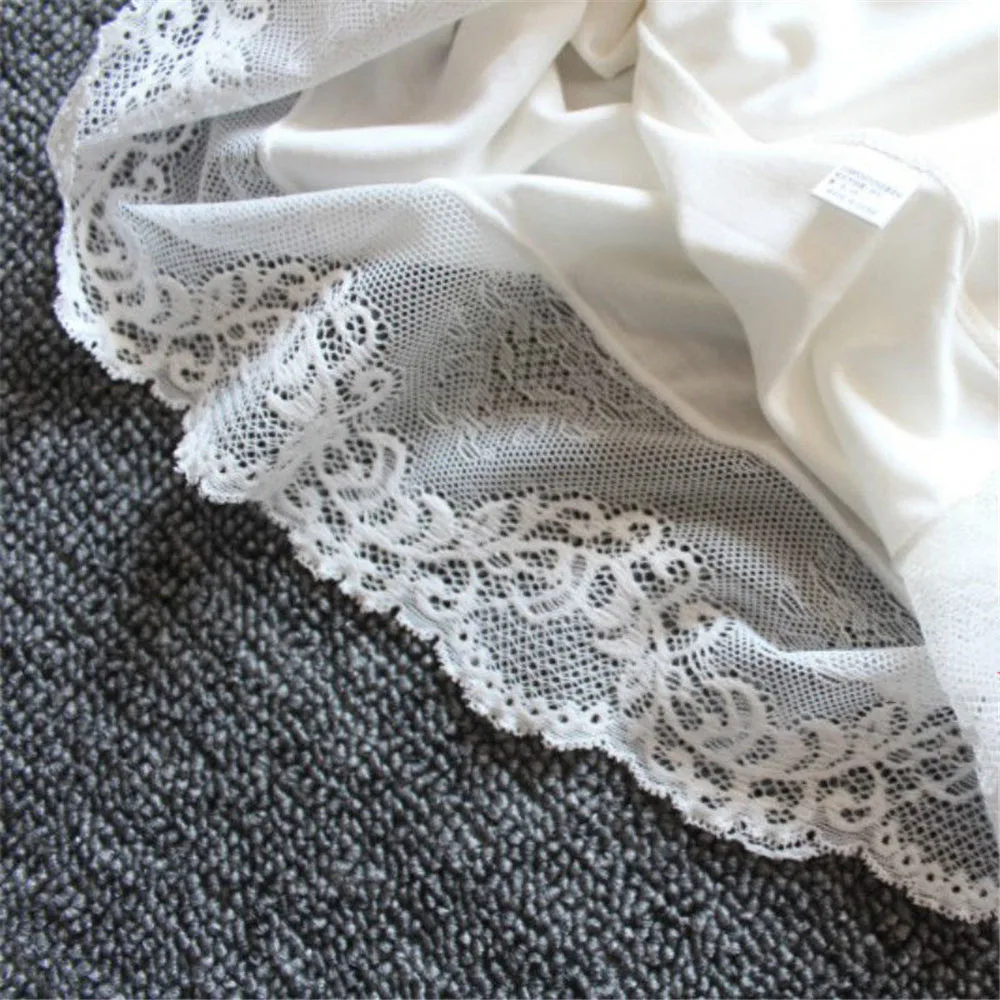 Women Modal Lace Half Slips Underskirt Elastic Waist Petticoat Safety Skirt Sexy Lingerie Intimates 42cm White Nude New 038-A363