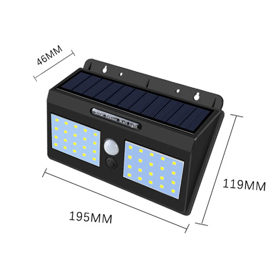 20 40 светодиодный настенный светильник на солнечных батареях Открытый датчик движения солнечный светильник для сада декоративный водонепроницаемый современный настенный светильник наружная безопасность - Испускаемый цвет: LED big