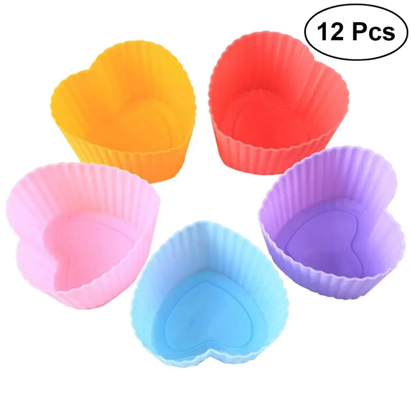 ROSENICE 12pcs Silicone Muffin Baking Cups Silicon Cupcake Liners Non