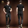 male Men’s summer clothes short-sleeved suit Korean t shirt pants 2 pieces set