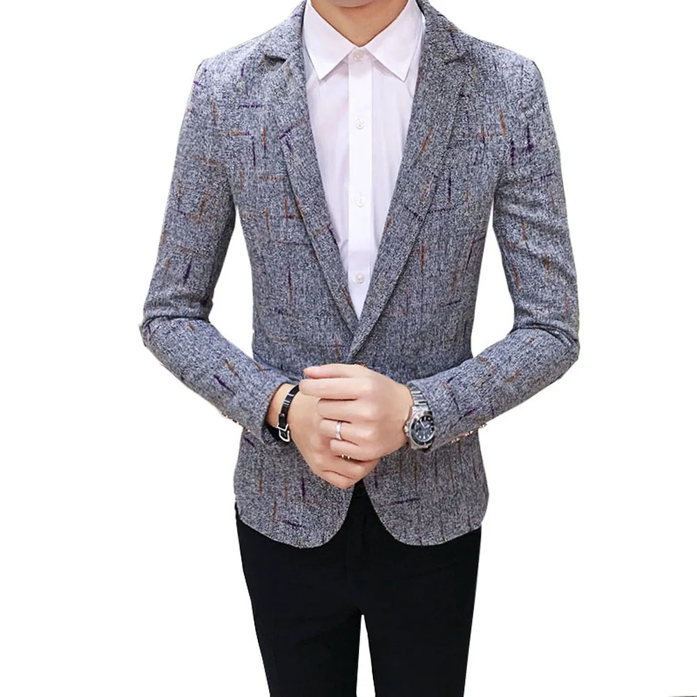 

High-end Men's Long-sleeved Suit Jacket Slim Elegant Korean Male Blazer Size M-3XL Business Casual Comfort Man Dress Coats