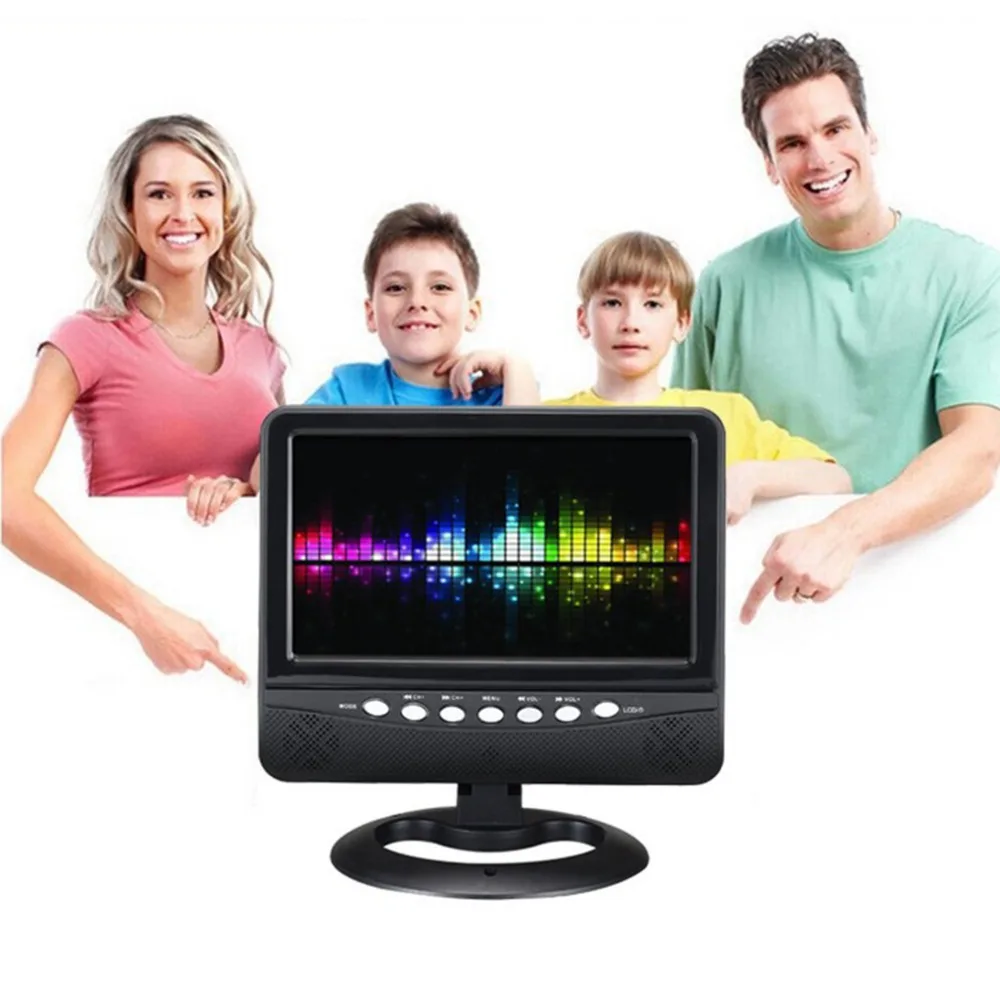 Mini 9 pulgadas portátil de Color TV coche recargable TV DC12V batería de Pantalla clara HD portátil TV con vista panorámica de ángulo