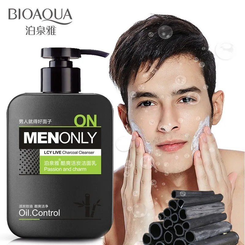 

BIOAQUA Men cool live charcoal cleanser skin care Moisturizing oil control firming to blackhead deep clean Face Face care