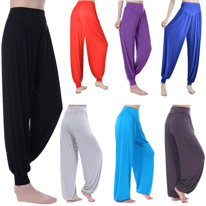 New Women belly pants high waist dance pants wide leg loose long