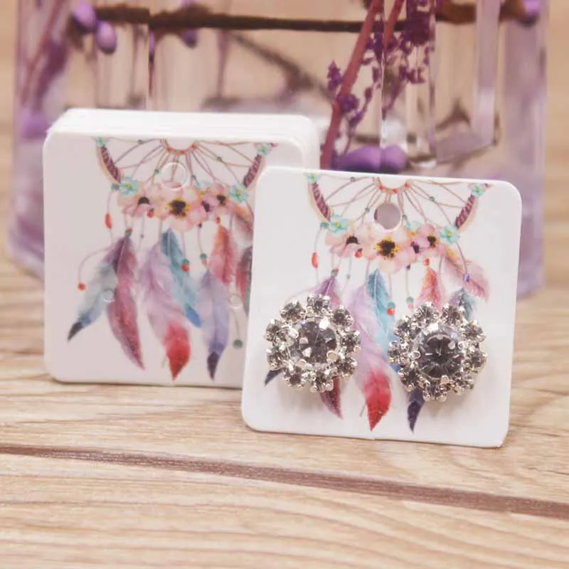 

50pcs good luck dreamcatcher small earring paper package card DIY handmade/flower/romatic heart elegant stud earring card