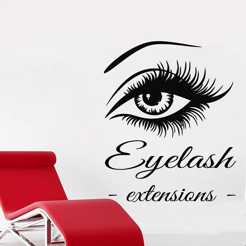 

Eyelashes Wall sticker Lash Decal removeable vinyl Eyebrows art stickers Beauty Salon Customized DIY Lashes Decals mural G869