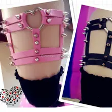 Модная подвязка для ног в форме сердца, ручная работа, пояс для подвязки в стиле Харадзюку, панк-готика с заклепками в форме сердца, подвязка на бедро подвязка на ногу